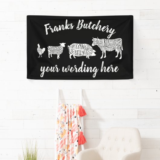 牛豚肉肉肉切りアート小型ホルダー 横断幕 (インサイチュ)