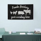 牛豚肉肉肉切りアート小型ホルダー 横断幕 (トレードショー)