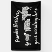 牛豚肉肉肉切りアート小型ホルダー 横断幕 (縦)