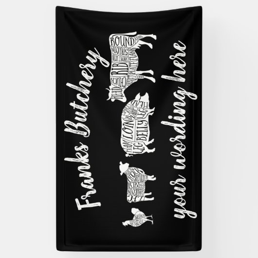 牛豚肉肉肉切りアート小型ホルダー 横断幕 (縦)