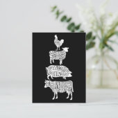 牛豚鶏の食肉小売業、食肉カットのアート、小規模飼育者 ポストカード (スタンド正面)