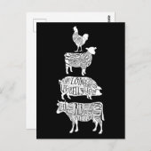 牛豚鶏の食肉小売業、食肉カットのアート、小規模飼育者 ポストカード (正面/裏面)