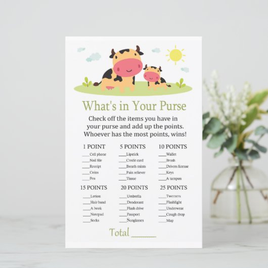 牛財布ゲームの赤ちゃんシャワーに何が (スタンド正面)