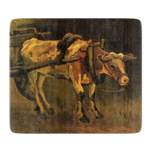 牛赤と白付きカート(ビンセント・ファン・ゴッホ) カッティングボード (正面)