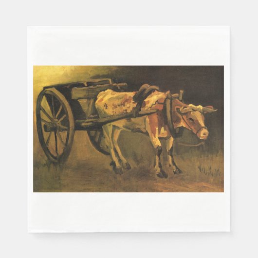 牛赤と白付きカート(ビンセント・ファン・ゴッホ) スタンダードランチョンナプキン (正面)