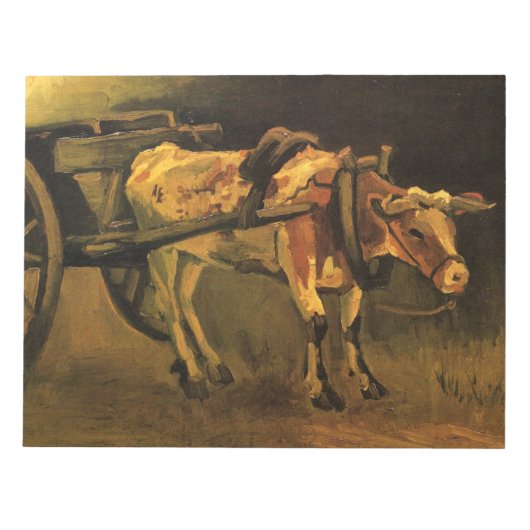 牛赤と白付きカート(ビンセント・ファン・ゴッホ) ノートパッド (正面)