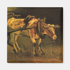 牛赤と白付きカート(ビンセント・ファン・ゴッホ) マグネット