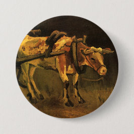 牛赤と白付きカート(ビンセント・ファン・ゴッホ) 缶バッジ