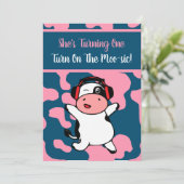 牛踊りファームアニマルをテーマにした女の子1st誕生日I 招待状 (スタンド正面)