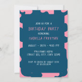 牛踊りファームアニマルをテーマにした女の子1st誕生日I 招待状 (裏面)