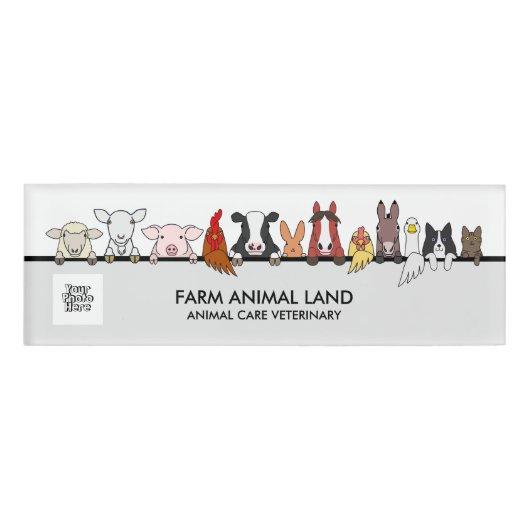 牛農場動物獣医ロゴペット 名札 (正面)