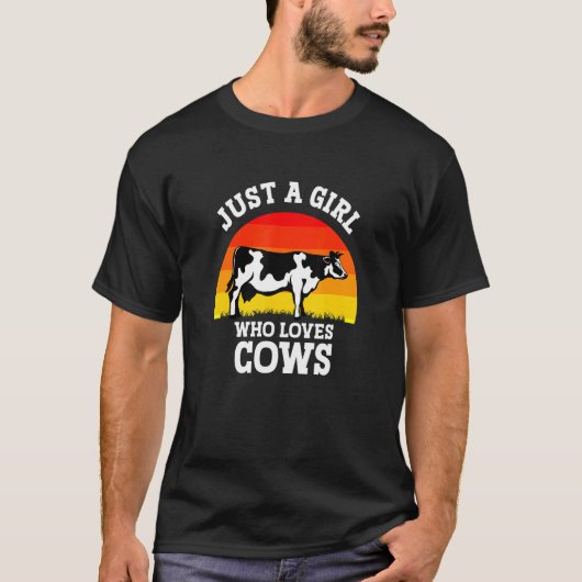 牛農夫の肉屋ミルクを愛する女の子にすぎない Tシャツ (正面)