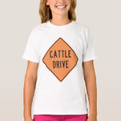 牛追い道路標識 Tシャツ (正面)