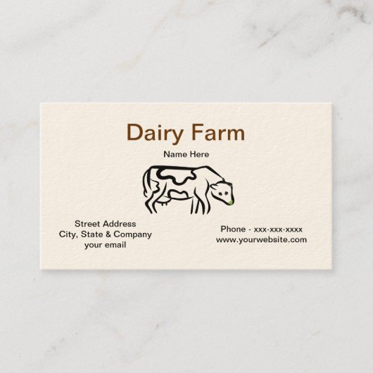 牛酪農場の名刺 名刺 (正面)