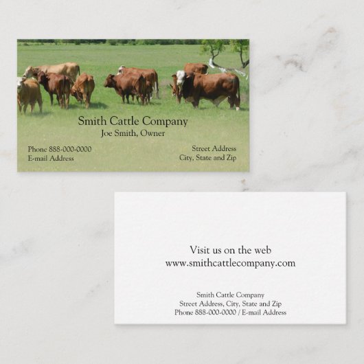 牛酪農業者の名刺 名刺 (正面/裏面)