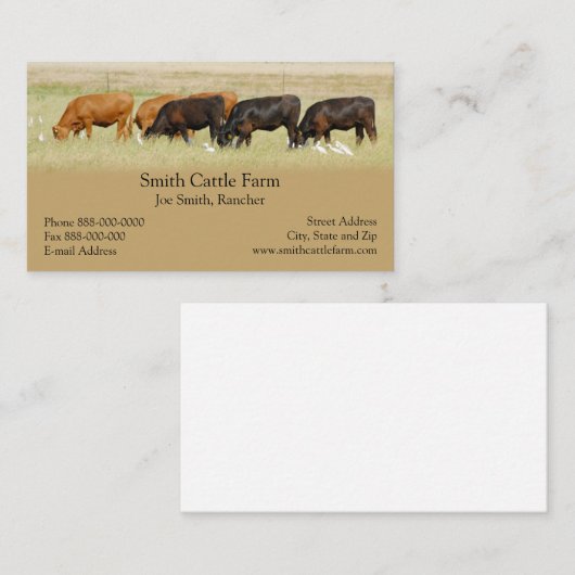 牛酪農業者の名刺 名刺 (正面/裏面)