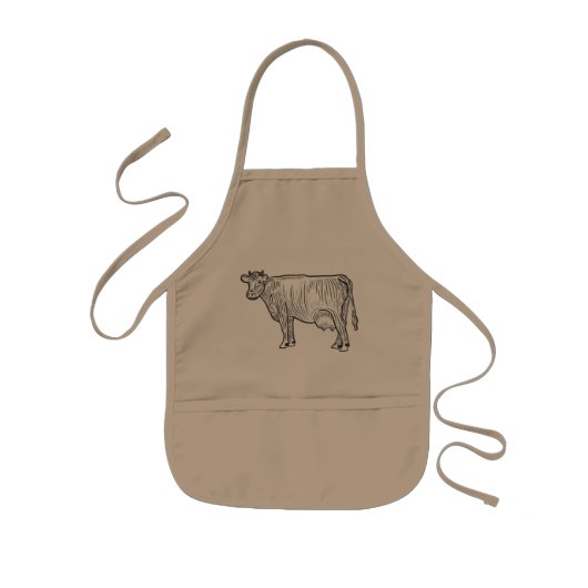 牛鉛筆画 子供用エプロン (正面)