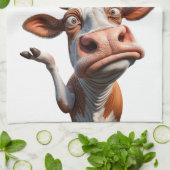 牛間抜けは「マジで?」 おもしろい引用文デザイン キッチンタオル (折り畳み)