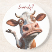 牛間抜けは「マジで？」 おもしろい引用文デザイン コースター (正面)
