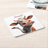 牛間抜けは「マジで？」 おもしろい引用文デザイン スクエアペーパーコースター (アングル)