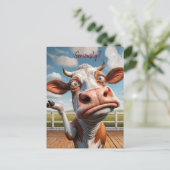 牛間抜けは「マジで？」 おもしろい引用文デザイン ポストカード (スタンド正面)