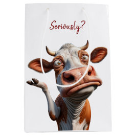 牛間抜けは「マジで？」 おもしろい引用文デザイン ミディアムペーパーバッグ
