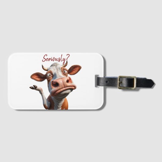 牛間抜けは「マジで？」 おもしろい引用文デザイン ラゲッジタグ (正面横)