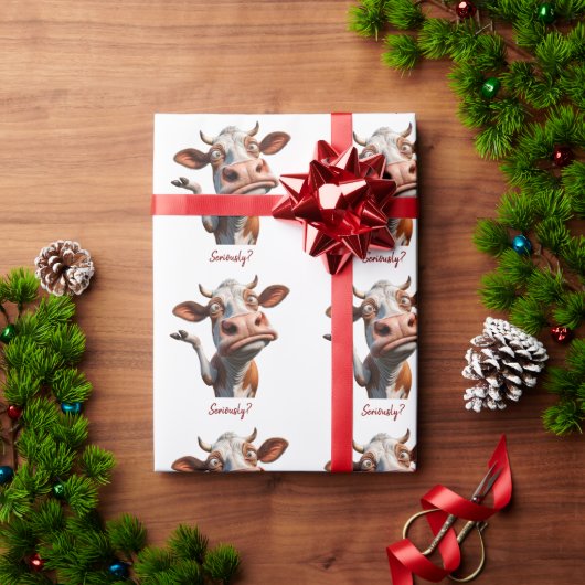 牛間抜けは「マジで？」 おもしろい引用文デザイン ラッピングペーパー (クリスマスギフト)