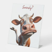 牛間抜けは「マジで？」 おもしろい引用文デザイン 台座サイン (正面)