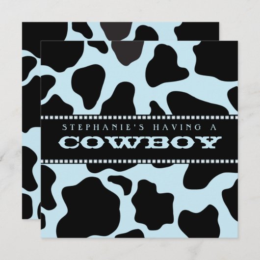 牛隠しプリントカウボーイベビーシャワー招待状 招待状 (正面/裏面)