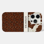 牛革とレザーのモノグラム入り Case-Mate iPhoneケース (裏面 (横))