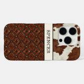牛革とレザーのモノグラム入り Case-Mate iPhoneケース (裏面 (横))