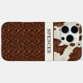 牛革とレザーのモノグラム Case-Mate iPhoneケース (裏面 (横))