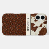 牛革とレザーのモノグラム Case-Mate iPhoneケース (裏面 (横))