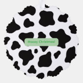 牛革に緑と赤で描かれた「Mooey Chriastmas」 オーナメントカード (裏面)