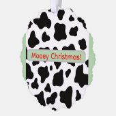 牛革に赤文字で"Mooey Chriastmas" オーナメントカード (左)