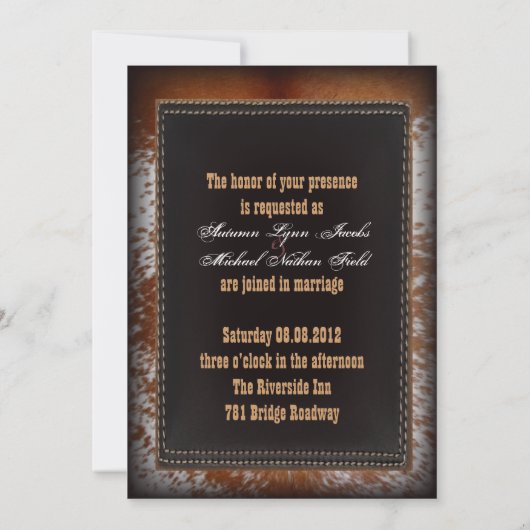 牛革カウボーイカントリーウェスタン結婚式招待状 招待状 (裏面)