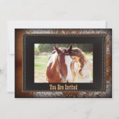 牛革カウボーイカントリーウェスタン結婚式招待状 招待状 (正面)