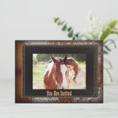 牛革カウボーイカントリーウェスタン結婚式招待状 招待状 (スタンド正面)