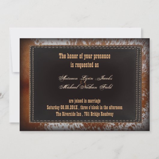 牛革カウボーイカントリーウェスタン結婚式招待状 招待状 (裏面)