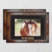 牛革カウボーイカントリーウェスタン結婚式招待状 招待状 (正面/裏面)