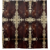 牛革パッチワークプリント シャワーカーテン (正面)