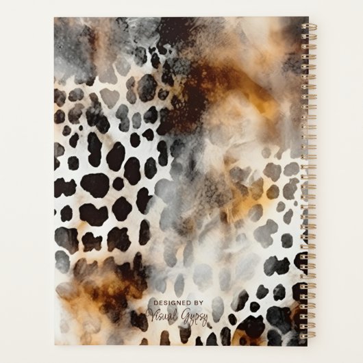 牛革ヒョウ印刷動物の皮膚抽象芸術芸術 プランナー手帳 (裏面)