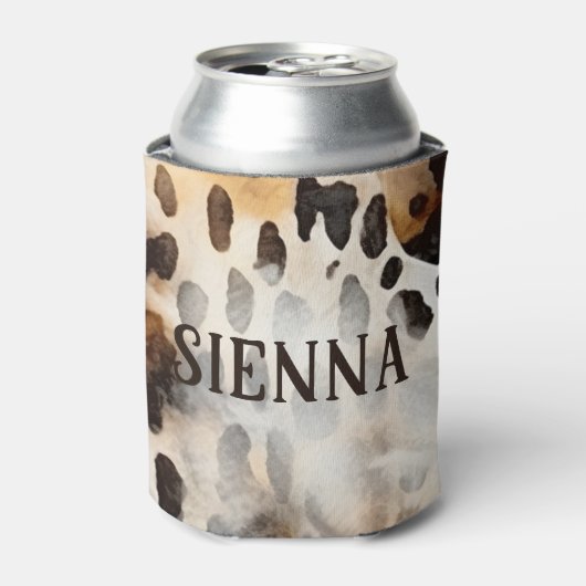 牛革ヒョウ印刷動物の皮膚抽象芸術芸術 缶クーラー (缶正面)