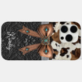 牛革ブラックレザージュエルボウ Case-Mate iPhoneケース (裏面 (横))