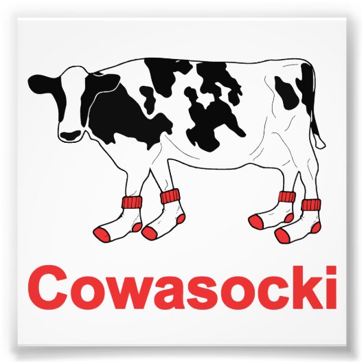 牛靴下のミルクカウソックス – Cowasocki Cow A Socky フォトプリント (正面)