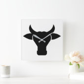 牛頭シルエット スクエア壁時計 (ホーム)