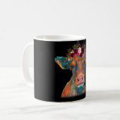 牛頭顔カラフル水色 |牛の贈り物 コーヒーマグカップ (正面左)