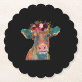 牛頭顔カラフル水色 |牛の贈り物 ペーパーコースター (正面)