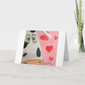 牛顔のハートのかわいいバレンタインの写真 シーズンカード (正面)
